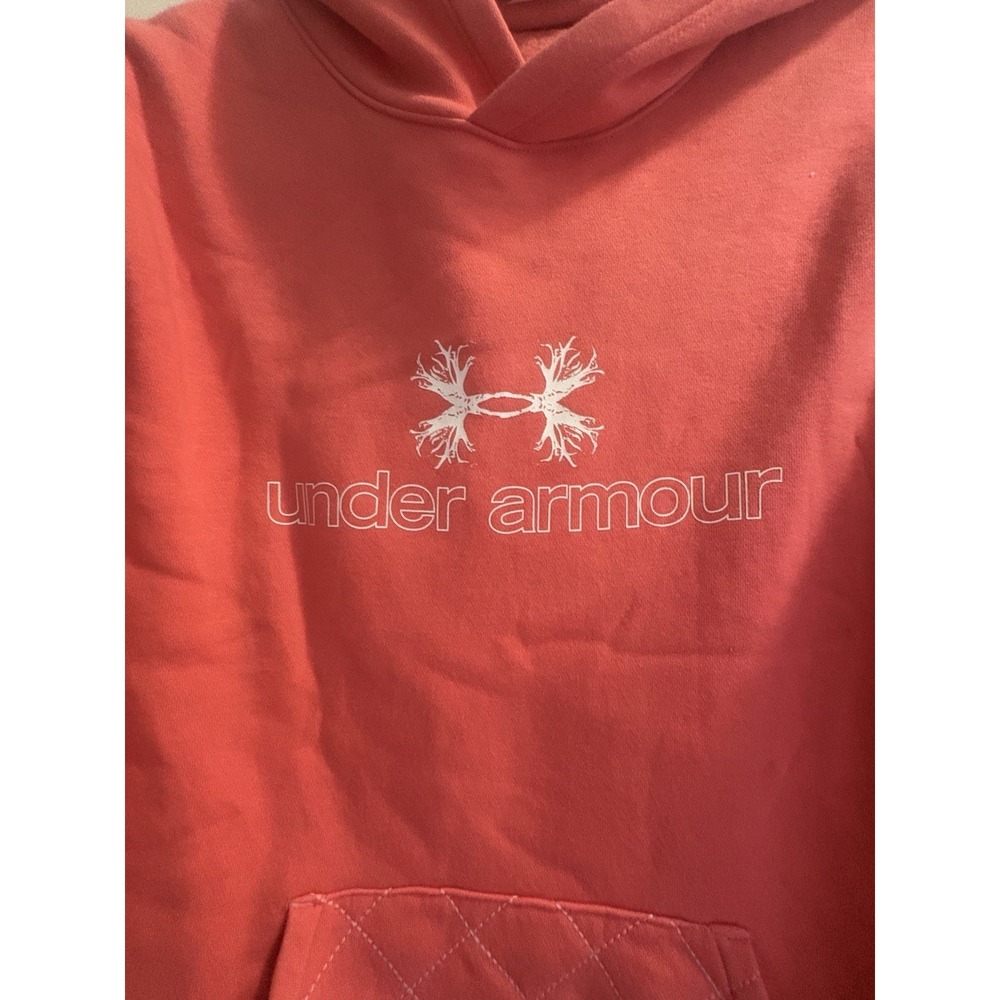 Under Armour Antler Logo Hoodie Sweatshirt Pullover Quilted Pocket Women's Med - Picture 2 of 4